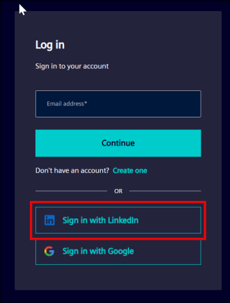 Social Sign in screen